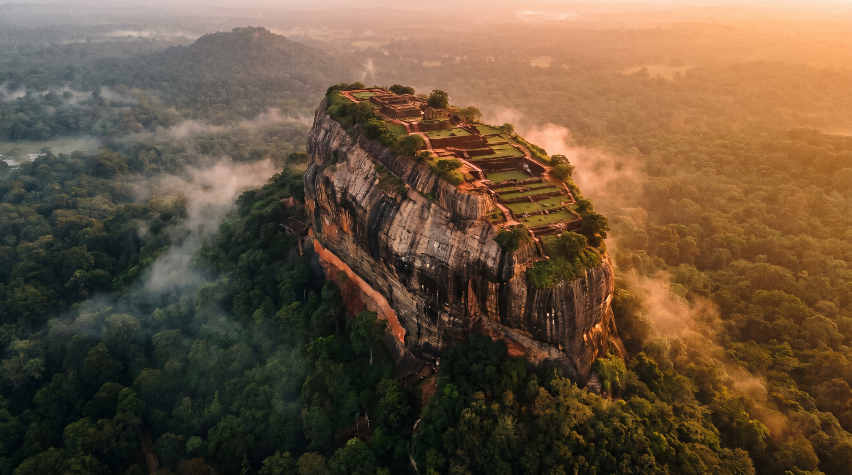 Sigiriya Rock Fortress aerial view